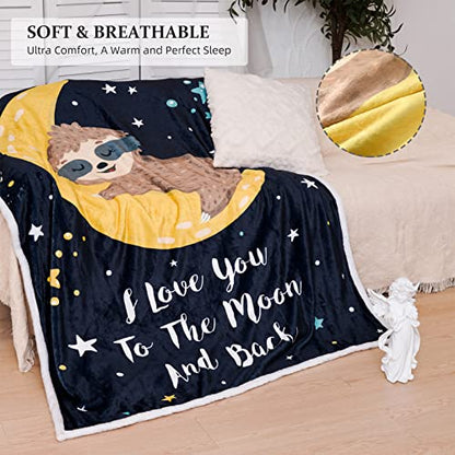  Blytheyes Sloth Moon Blanket Throw Blanket Flannel Blanket Cute Kids Blanket Bed Blanket Super Soft Flannel Sofa Blanket Sloth Blanket For Office, Bedroom, Travel, All Seasons 50 * 60inch