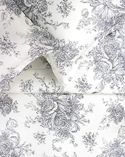  Mélange Home Melange Home, Light Blue Toile 400 Thread Count Cotton, Full/Queen Duvet Set