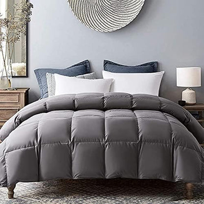  White Feather Down Comforter Queen Size-Luxurious Warmth Hotel Collection Comforter,100% Cotton Cover-All Season Duvet Insert With Corner Tabs-Queen Size 90x90 Inch