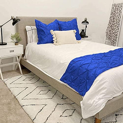 3 Piece Pinch Pleated Bed Runner Set Decorative Bed Scarf 100% Egyptian Cotton 400 Thread Cotton Hotel Class Bedding (1 Bed Runner, 2 Pillow Shams) (Dark Grey, Twin)