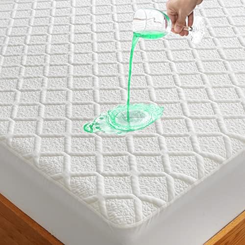  Queen Size Waterproof Mattress Protector Quilted, Breathable Ultra-Soft Filling Mattress Pad, Fitted Deep Pocket Mattress Cover Fits 6''-25'' Mattress