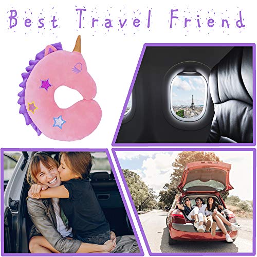  Kids Travel Pillow, Neck Pillow For Kids, Unicorn Traveling Soft 360° Head & Neck Sleeping Supporting Children Animal U Shaped Cushion,Car Seat & Airplane Travel Accessories,Christmas Gift