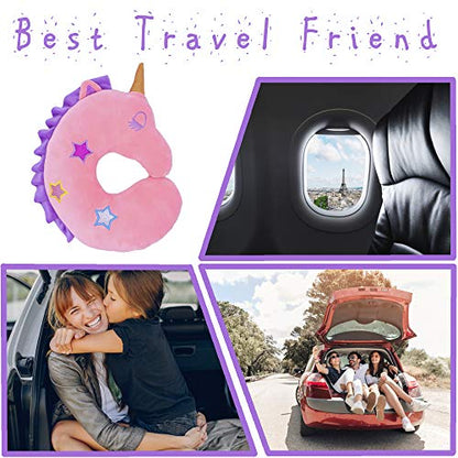  Kids Travel Pillow, Neck Pillow For Kids, Unicorn Traveling Soft 360° Head & Neck Sleeping Supporting Children Animal U Shaped Cushion,Car Seat & Airplane Travel Accessories,Christmas Gift