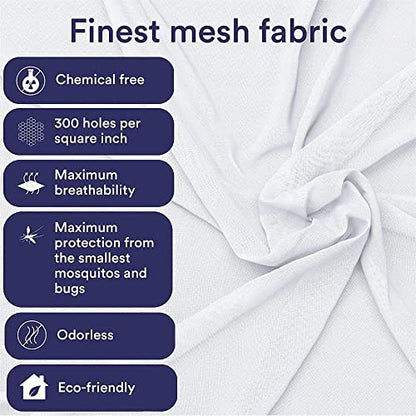  Aturals Luxury Mosquito Bug Net For Bed Canopy, Tent For Single To Twin XL, Camping Screen House, Finest Holes Mesh, Square Netting Curtain For Bunk Bed, Storage Bag, Mosquito Netting For Patio