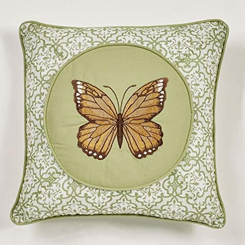  Of Class Butterfly Eden Embroidered Butterfly Kisses On Moss Green Rectangle Pillow 14 X 20 Inches