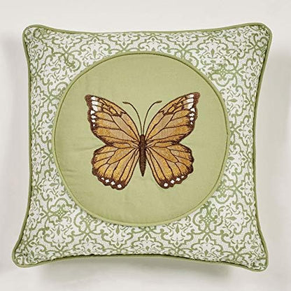  Of Class Butterfly Eden Embroidered Butterfly Kisses On Moss Green Rectangle Pillow 14 X 20 Inches