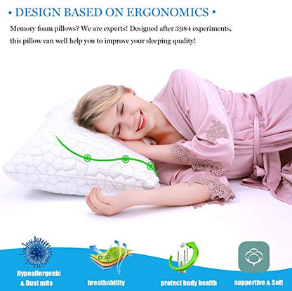  SUPA MODERN Cooling Bed Pillows For Sleeping 1 Pack Shredded Memory Foam Pillow For Neck Pain Relief, Adjustable Sleeping Pillow For Back/Side Sleepers, Hypoallergenic Bamboo Pillow