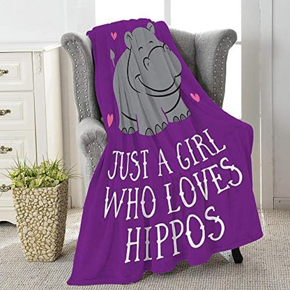  St A Girl Who Loves Hippos Soft Comfy Flannel Blanket Fluffy Queen Plush Throw Twin Cozy Outdoor Picnic Living Room Travel Couch Medium (60 In X 50 In)