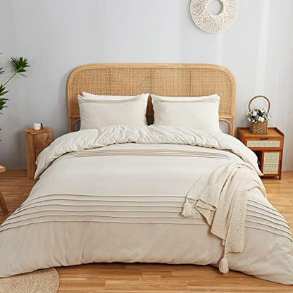  Sage Green Duvet Cover King Size Pleated Duvet Cover Set Soft Microfiber With 2 Pillowcases Zipper Closure Bedding Set (Sage Green, 104"x90")