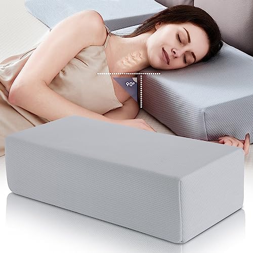  Cube Memory Foam Pillow For Side Sleepers (24"x12"x5" Medium Support), Thick Bed Pillow For Sleeping With Bamboo Cover, Rectangle Pillow For Neck And Shoulder Pain Relief - King, Queen, Square | White
