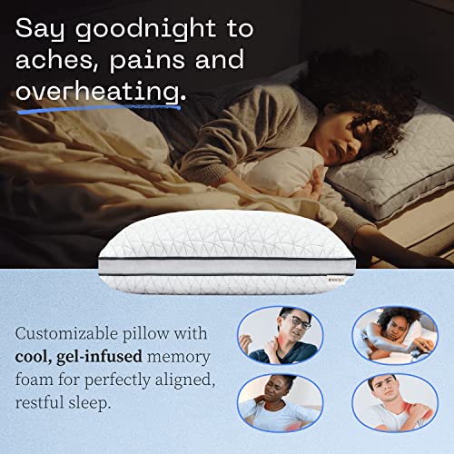  Eden Pillow Queen Size Bed Pillow For Sleeping - Medium Soft Memory Foam Pillows Cooling Gel - Back, Stomach And Side Sleeper Pillow - CertiPUR-US/GREENGUARD Gold