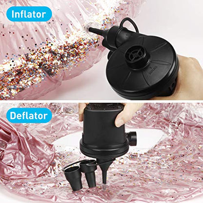  Electric Pump, PULIDIKI Air Pump For Inflatables Air Mattress Pump With 3 Nozzles Inflator/Deflator Portable Quick Air Pump For Camping Inflatables, Air Mattress Bed, Air Sofa, Pool Toys AC/DC (50W)