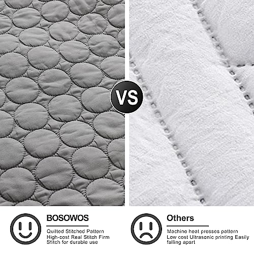  BOSOWOS Pillow Shams Standard Size Set Of 2, Ultra Soft Breathable Quilted Pillow Cases 20 X 26 Inches For Sleeping, Grey Big Round Standard 2Pack