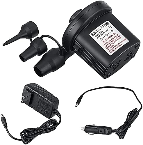  Battery Powered Air Mattress Pump, Electric Quick-Fill Blower Portable Inflator Deflator For Inflatables Raft Bed Boat Pool Toy, Black