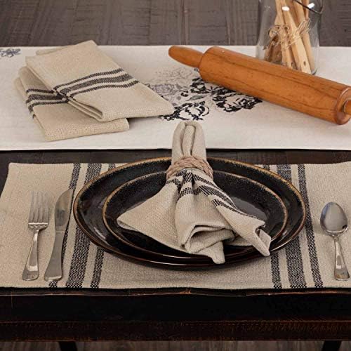  Mill House Stripe Black Queen Coverlet Bedspread, 94" L X 94" W, Oversized Woven Blanket, Farmhouse Primitive Grain Sack Stripe Bedding, Beige & Black