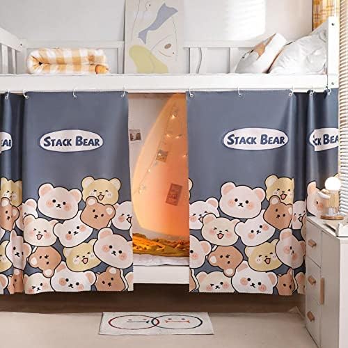  Bunk Bed Drapes For Bottom 2 Pcs/Set Lightproof Bed Canopies Curtain In Student Dormitory Bedroom Cute Lighttight Cloth (Cat&Star,3.8ft H)