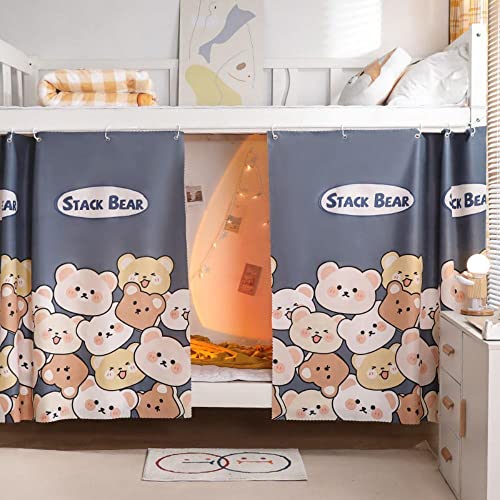  Bunk Bed Drapes For Bottom 2 Pcs/Set Lightproof Bed Canopies Curtain In Student Dormitory Bedroom Cute Lighttight Cloth (Cat&Star,3.8ft H)