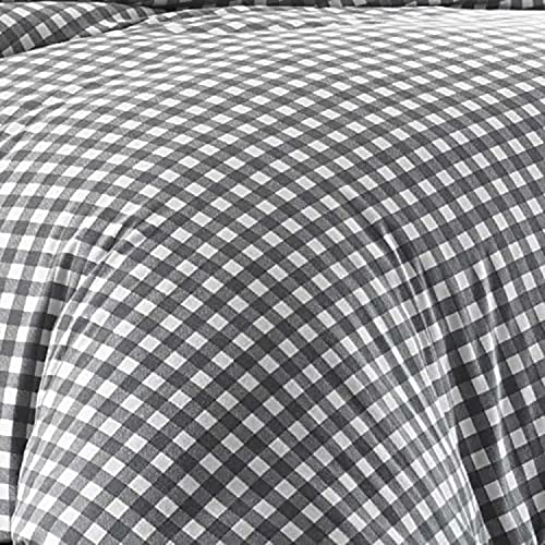  Eddie Bauer - Queen Duvet Cover Set, Reversible Flannel Bedding With Matching Shams, Home Decor For Colder Months (Preston Grey, Queen)