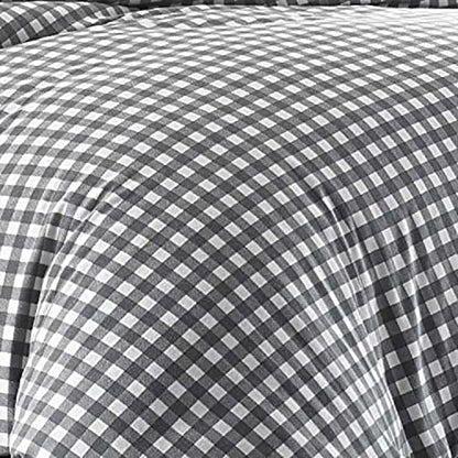  Eddie Bauer - Queen Duvet Cover Set, Reversible Flannel Bedding With Matching Shams, Home Decor For Colder Months (Preston Grey, Queen)