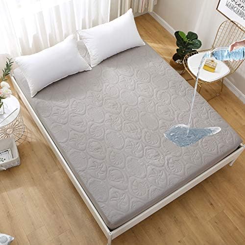  Twin XL Mattress Protector Waterproof Quilted Mattress Pad Cover Fitted Sheet Style 18" Deep Pocket Gray Twin Extra Long Size