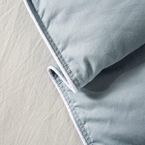  All Season King Size Feathers Down Comforter Duvet Insert, 100% Down-Proof Cover Duvet Insert With 8 Tabs, Light Blue 106x90 Inches