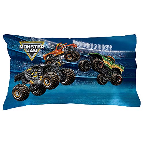  Personalized Planet Monster Jam Arena Madness Custom 20” X 31” Blue Pillowcase, Standard/Queen