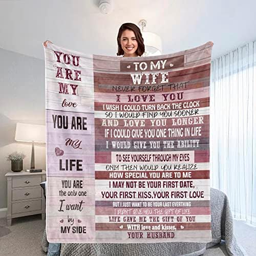  Mothers Day Birthday Gifts For Wife From Husband,Wife Birthday Gift Ideas,Mother Day Wedding Anniversary Birthday Romantic Gifts For Her,Wife Blanket 60X50