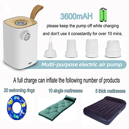  Portable Mini Air Pump For Inflatables 5000pa Pressure And Led Lighting Usb Air Pump Fast Inflation Decompression For Outdoor Camping Pool Floats Air Bed Air Mattress Swimming Ring Vacuum Storage Bags