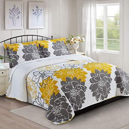  Royal Hotel Bedding Jewel Oversized Coverlet Set, Luxury Printed Design Quilt, Bedspread Set - Filled Quilts - Fits Pillow Top Mattresses - 3PC Set - King/California King Size