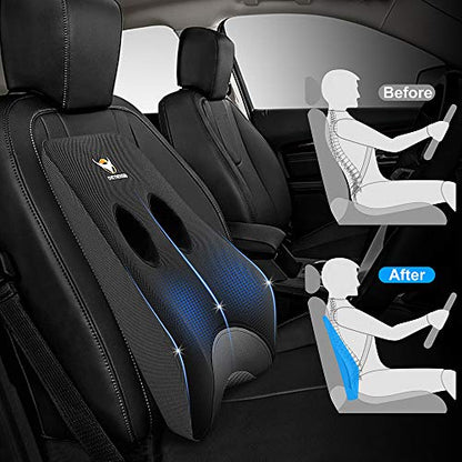  OVEYNERSIN Lumbar Pillow, Comfortable Lumbar Support Pillow, Office Car Seat Cushion, Memory Foam Back Cushion With Breathable Mesh For Relieves Back, Hip, Tailbone, Sciatica Pain