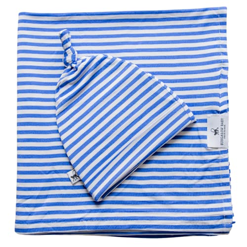  BUNGALOW BABY Swaddle Set - Premium Bamboo Viscose Baby Swaddle Blanket & Hat Set, Baby Boy, Baby Girl, Unisex, Newborn Swaddle, Bamboo Blanket, Stocking Suffer For Baby (Dash/Black & White)