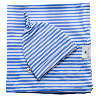  BUNGALOW BABY Swaddle Set - Premium Bamboo Viscose Baby Swaddle Blanket & Hat Set, Baby Boy, Baby Girl, Unisex, Newborn Swaddle, Bamboo Blanket, Stocking Suffer For Baby (Dash/Black & White)