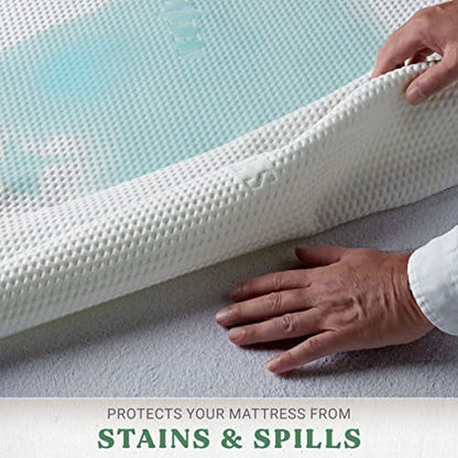  TYLINEN Queen Tencel Eucalyptus Mattress Protector - Waterproof Breathable Cooling Cover Protects Against Moisture, Spills, Stains - Noiseless, Machine Washable, Fits 16 Inch Bed (Queen)