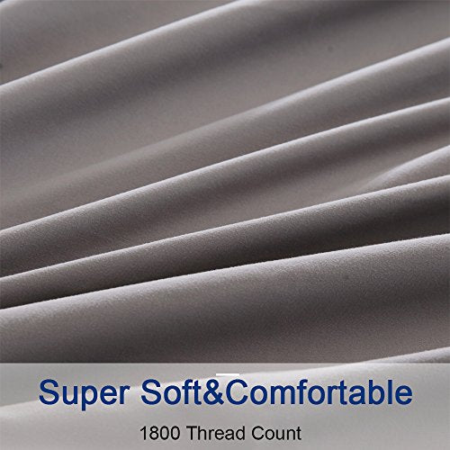  SONORO KATE Bed Sheets Set Sheets Microfiber Super Soft 1800 Thread Count Egyptian Sheets 16-Inch Deep Pocket Wrinkle- 6 Piece (King, Grey)
