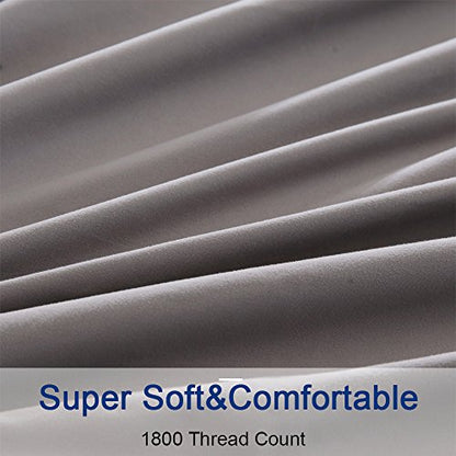  SONORO KATE Bed Sheets Set Sheets Microfiber Super Soft 1800 Thread Count Egyptian Sheets 16-Inch Deep Pocket Wrinkle- 6 Piece (King, Grey)