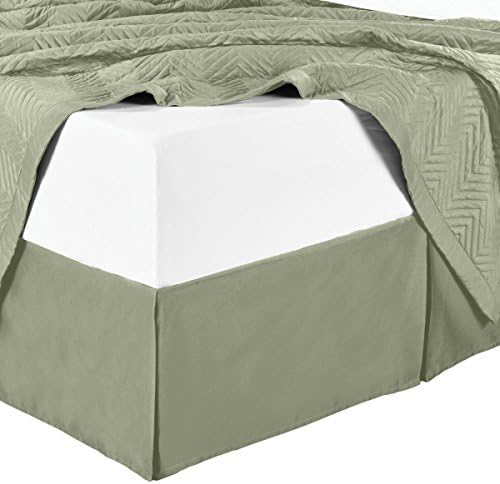  Sheetsnthings Microfiber Bed Skirts (14 Inch Drop) -California King Size, Solid Navy- Pleated Tailored Bedskirts With Split Corners