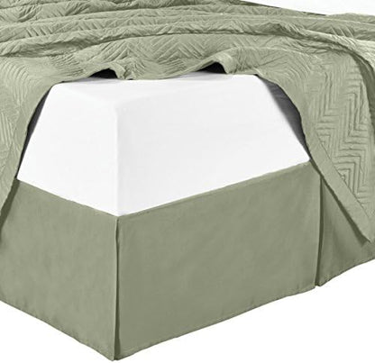  Sheetsnthings Microfiber Bed Skirts (14 Inch Drop) -California King Size, Solid Navy- Pleated Tailored Bedskirts With Split Corners