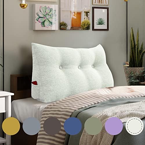  WOWMAX Large Bolster Triangular Headboard Pillow Twin Dorm Headboard Twin XL Bed Wedge Pillow For Headboard Bolster Pillow For Bed With Removable Cover, Gray Polyester Linen Blend Twin