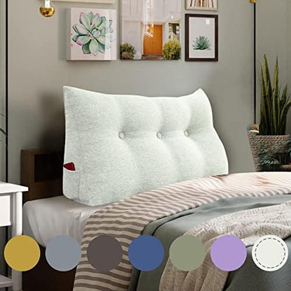  WOWMAX Large Bolster Triangular Headboard Pillow Twin Dorm Headboard Twin XL Bed Wedge Pillow For Headboard Bolster Pillow For Bed With Removable Cover, Gray Polyester Linen Blend Twin