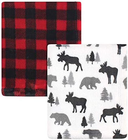  Hudson Baby Unisex Baby Cozy Plush Luxury Blankets 2pk, Pink Elephants, One Size
