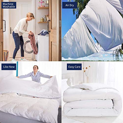  Comforter Queen Size White All Season Reversible Down Alternative Duvet Insert With Corner Tabs - Quality Winter Warm Soft Comforter (White,Queen,88"x88")