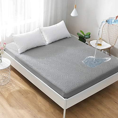  Twin XL Mattress Protector Waterproof Quilted Mattress Pad Cover Fitted Sheet Style 18" Deep Pocket Gray Twin Extra Long Size