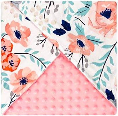  Giggle Angel Baby Plush Minky Blanket Double Layer With Dotted Backing For Baby Girl Or Baby Boy (Water Floral Pattern)