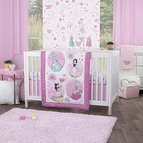  Disney The Little Mermaid Pink, Aqua, & Coral Ariel Cute By Nature 3Piece Nursery Crib Bedding Set - Comforter, Crib Sheet, Dust Ruffle, Pink, Aqua, Coral, Navy