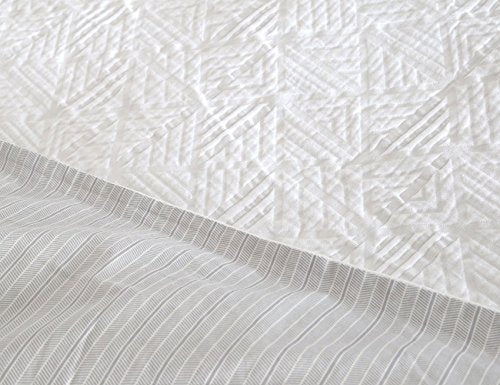  Meadow Park Matelasse Duvet Cover Set, 100% Cotton, Pre-Washed, Soft & Cozy, Woven Jacquard Textured, Modern Geo Design Bedding Set, King, White