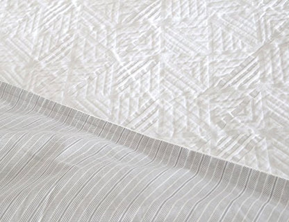 Meadow Park Matelasse Duvet Cover Set, 100% Cotton, Pre-Washed, Soft & Cozy, Woven Jacquard Textured, Modern Geo Design Bedding Set, King, White