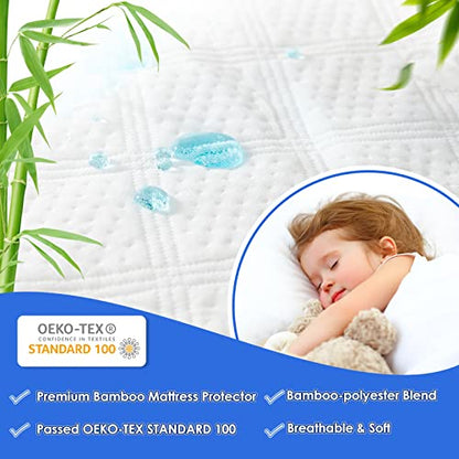  Cooling Mattress Protector Queen Size Mattress Protector Cooling Bamboo Mattress Protector Soft 3D Air Fabric Mattress Pad Cover Sheets Noiseless Mattress Protector
