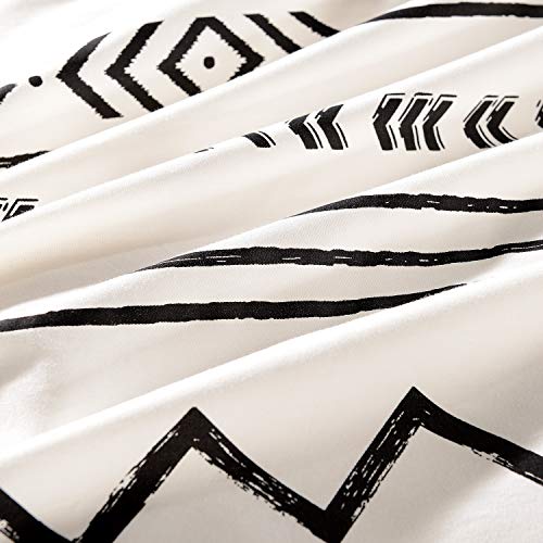  Duvet Cover King,600 Thread Count Cotton 3pcs King Duvet Cover Set Black Stripe Geometric Printed On White,Reversible With Zipper Closure 1 Duvet Cover And 2 Pillow Shams(King,Tuscan)