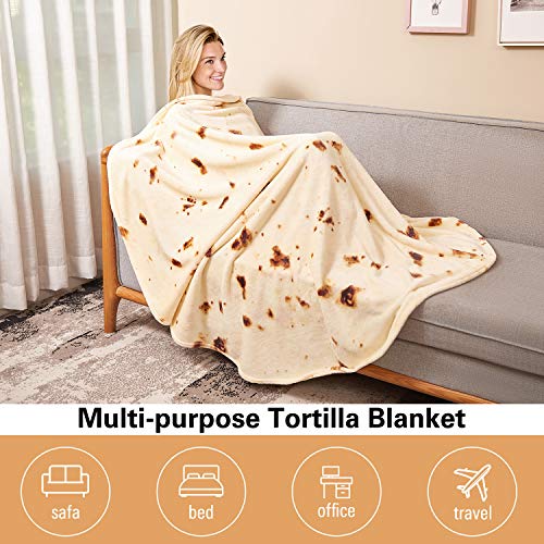  IBune 80 Inch Tortilla Blanket For Adults, Double Sided Round Tortilla Throw Blanket, Giant Wrap Blanket Funny Novelty Food Blanket Gift For Kids