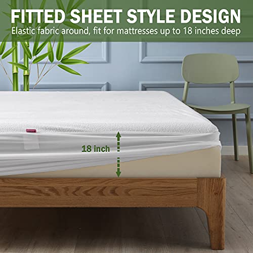 Amazon Brand – Pinzon Premium Mattress Protector Bamboo Viscose Waterproof Breathable Fit Up To 18" - Full XL